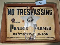 Vintage Prairie Farmer No Trespassing Sign