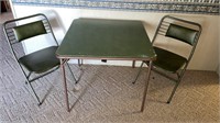 Folding card table with two chairs