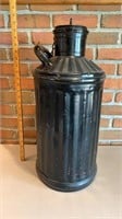22" black painted metal jug w/ lid