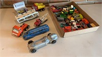 Assorted metal & plastic trucks, matchbox cars
