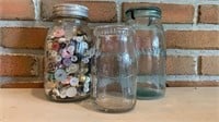 Canning jars, buttons - Cohansey, Uservo, Ball