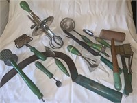 Primitive wood handled kitchen utensils