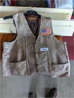 Tan Leather Vest, Size 48, American Eagle on Back