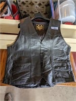 Black Leather Vest, Size 48, +