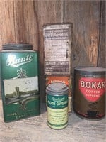 5 assorted tins