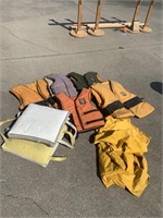 Life jackets, boat cushions