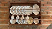 Plate rack with teacups, china