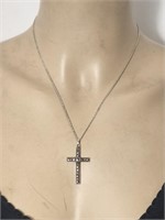 Cross Crucifix Sterling Silver Chain 18 in