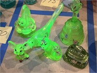 5 Pieces Fenton Vaseline Glass
