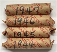 4 Rolls Wheat Pennies 1940's