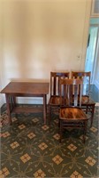 Antique desk & 3 chairs