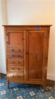 Vintage wood wardrobe -push button latch