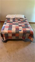 Full size bed, mattress, frame and quilt