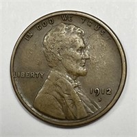 1912-S Lincoln Wheat Cent Very Fine VF