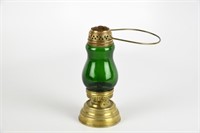 Brass Skater's Lantern w/ Green Globe