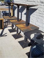 lot 14 patio metal  tables and 26 chairs, rusty**