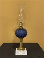 Cobalt Blue & Milk Glass Oil Lamp
