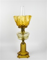 Amber Glass Oil Lamp "Thousand Eye" Pattern