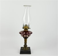 Ruby Flashed Font Oil Lamp