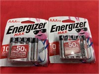 2 pkgs Energizer max AAA batteries 10 per pkg