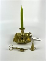 Brass Chamber Stick Push Up Candle w/ Snuffer