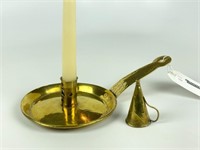 Brass Skillet Candle Stick & Extinguisher