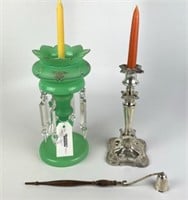 2 Candle Sticks & Handled Snuffer