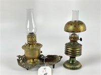 2 Miniature Brass Oil Lamps