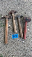 3 hammers and rubber mallet