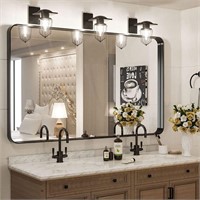 48"x30" Wall Mirror Bathroom Vanity Mirror Black