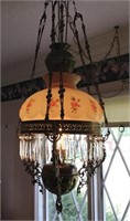 Electrified hanging oil lamp