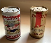 Pair of overprinted beer cans