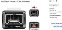 *Qidi Tech i-mate S FDM 3D Printer