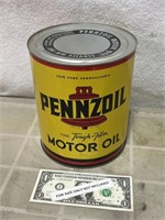 full vintage Pennzoil 1 gallon tin motor oil
