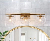 Ulofin Modern Gold Bathroom Vanity Light, 3-Light