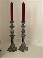 Silver Finish Wooden Candle Holders