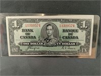 1937 Bank of Canada One Dollar Bank Note/ King
