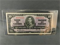 1937 Bank of Canada Ten Dollar Bank Note/ King