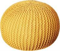 *Knitted Cotton Pouf, Yellow
