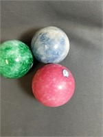 Three Gemstone Marble Balls 2" Diameter Each