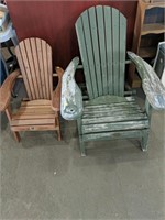 Two Muskoka chairs. Adult and child.