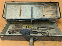 Footlocker chest with key and cobbler tools