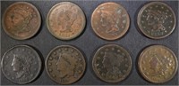 LOT OF 8 MIXED DATE LARGE CENTS GOOD OR BETTER
