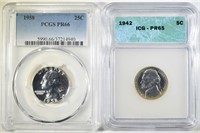 LOT OF 2 GRADED TYPE COINS: