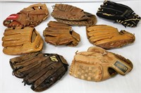 8 Baseball Leather Gloves - Kids, Vintage