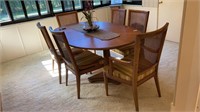 MCM dining table, 6 chairs,table pads