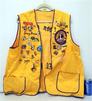 Lions Club Vest w Pins From El Past