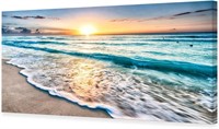 Canvas Prints Wall Art Beach Sunset Ocean Waves