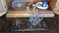 Silver monogrammed tray & pitcher, silver on