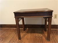 Chinese Chippendale Cross Band Inlaid End Table